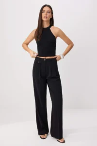 TRENDYOLMİLLA Black Special Collection Draped Wide Leg/Wide Leg Dress Pants