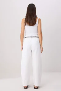 TRENDYOLMİLLA WHITE Arched Gabardine barrel 100% Cotton Soft Touch Pants - Image 4