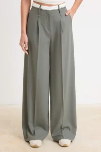 TRENDYOLMİLLA Khaki Waist Detailed Wideleg Pants - Image 3
