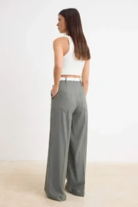 TRENDYOLMİLLA Khaki Waist Detailed Wideleg Pants - Image 4