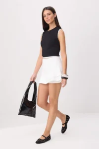 TRENDYOLMİLLA WHITE with flywheel 100% Cotton DENIM Shorts Skirt