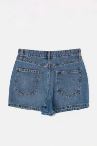 TRENDYOLMİLLA DARK BLUE High Waist 100% Cotton DENIM City Shorts - Image 6
