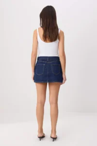 TRENDYOLMİLLA DARK BLUE Less Flexible Mini DENIM Shorts Skirt - Image 4