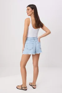 TRENDYOLMİLLA Light Blue Split Detailed DENIM Shorts & Bermuda - Image 4