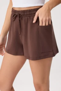 TRENDYOLMİLLA Brown Plain High Waist Pipe Both Short Soft Touch Knitting Shorts & Bermuda - Image 3