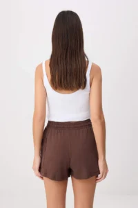 TRENDYOLMİLLA Brown Plain High Waist Pipe Both Short Soft Touch Knitting Shorts & Bermuda - Image 4