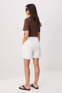 TRENDYOLMİLLA WHITE 100% Tencel Elastic Waist High Waist City Size DENIM Shorts - Image 4