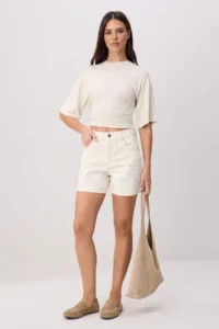TRENDYOLMİLLA Beige Puantiye Patterned City Size DENIM Shorts