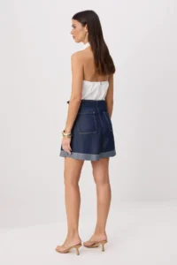 TRENDYOLMİLLA DARK BLUE Waist Detailed 100% Tencel DENIM Shorts - Image 4