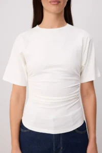 TRENDYOLMİLLA Ecru-Brown 2 Sets Fitted Short Sleeve Flexible Knitting T-Shirt - Image 6