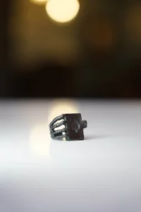 The Collection Ace of Spades Skeleton Playing Card Adjustable Black Ring - Image 2