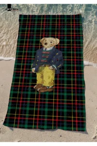 Marte Home Plaid Tedy Bear Beach Towel