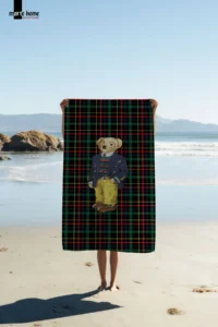 Marte Home Plaid Tedy Bear Beach Towel - Image 2