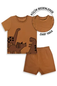 Denokids Dinozor Baby Size T-Shirt Camisole Shorts Set - Image 2