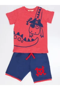 Denokids Korsan Dino Boys' T-Shirt Shorts Set - Image 3