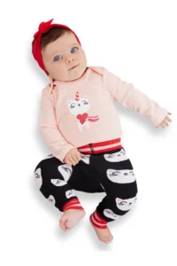 Denokids Kedi Baby Girl Bodysuit Leggings-Pants Set - Image 2