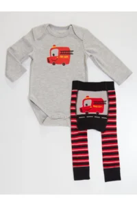 Denokids Firefighter Baby Size Bodysuit Leggings-Pants Set - Image 5