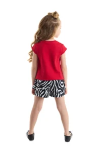 Denokids Balerin Zebra Girls' T-Shirt Shorts Set - Image 2