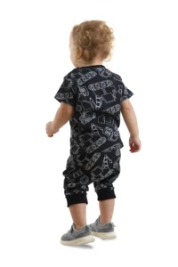 Denokids Car Baby Boy Black Summer T-Shirt Capri Shorts Set - Image 2