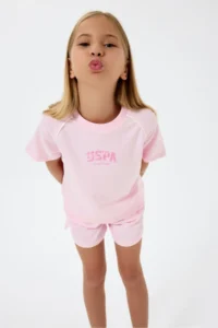 US Polo Assn. U.s. Polo Shirt Assn Girls' Pink Shorts Set - Image 2