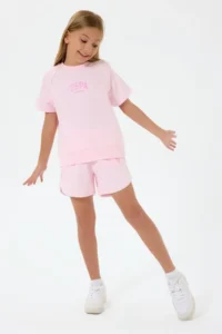 US Polo Assn. U.s. Polo Shirt Assn Girls' Pink Shorts Set - Image 4