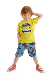 Denokids Hawai Korsan Boys' Summer T-Shirt Shorts Set