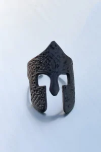 The Collection Gladiator Black Plated Adjustable Ring with Motif - Image 2