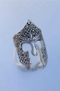The Collection Gladiator Silver Plated Adjustable Ring with Motif - Image 2