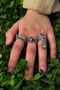 The Collection Antik Silver Plated Adjustable Model Set Ring - Image 3