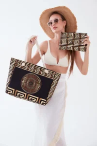 MENUSE ÇANTA Women's Beach Bag Patterned Beach Bag Daily Shoulder Bag