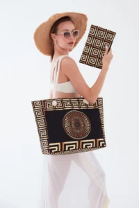 MENUSE ÇANTA Women's Beach Bag Patterned Beach Bag Daily Shoulder Bag - Image 2