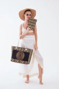 MENUSE ÇANTA Women's Beach Bag Patterned Beach Bag Daily Shoulder Bag - Image 4