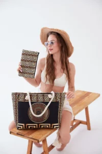 MENUSE ÇANTA Women's Beach Bag Patterned Beach Bag Daily Shoulder Bag - Image 5