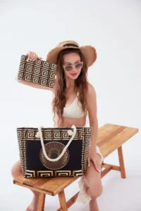 MENUSE ÇANTA Women's Beach Bag Patterned Beach Bag Daily Shoulder Bag - Image 6
