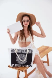 MENUSE ÇANTA Women's Beach Bag Patterned Beach Bag Daily Shoulder Bag - Image 7