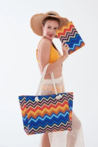 MENUSE ÇANTA Women's Beach Bag Patterned Beach Bag Daily Shoulder Bag - Image 2