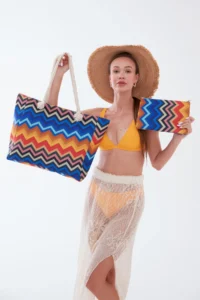MENUSE ÇANTA Women's Beach Bag Patterned Beach Bag Daily Shoulder Bag - Image 4