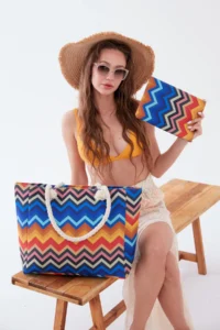 MENUSE ÇANTA Women's Beach Bag Patterned Beach Bag Daily Shoulder Bag - Image 6