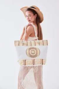 MENUSE ÇANTA Women's Beach Bag Patterned Beach Bag Daily Shoulder Bag - Image 5