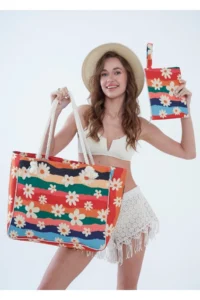 MENUSE ÇANTA Women Beach Bag Zippered