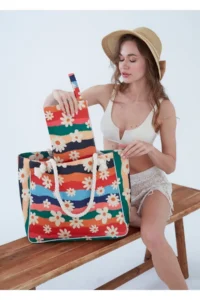 MENUSE ÇANTA Women Beach Bag Zippered - Image 3