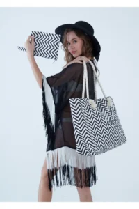 MENUSE ÇANTA Women Beach Bag Zippered - Image 4