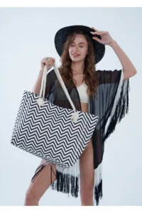 MENUSE ÇANTA Women Beach Bag Zippered - Image 5