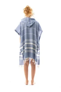 Formeya Cotton Adult Peshtemal Poncho Bathrobe Beach Towel Blue - Image 7