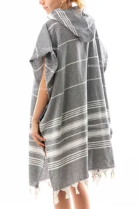 Formeya Cotton Adult Peshtemal Poncho Bathrobe Beach Towel Gray - Image 2