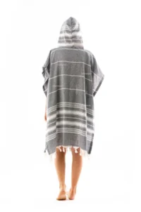 Formeya Cotton Adult Peshtemal Poncho Bathrobe Beach Towel Gray - Image 3