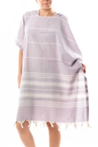 Formeya Cotton Adult Peshtemal Poncho Bathrobe Beach Towel Lilac - Image 2