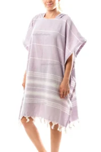 Formeya Cotton Adult Peshtemal Poncho Bathrobe Beach Towel Lilac - Image 5