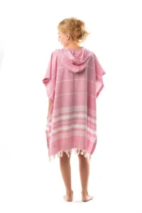Formeya Cotton Adult Peshtemal Poncho Bathrobe Beach Towel Pink - Image 3