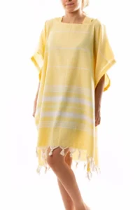 Formeya Cotton Adult Peshtemal Poncho Bathrobe Beach Towel Yellow - Image 2